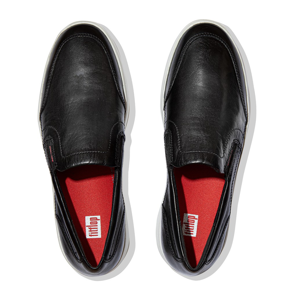 Fitflop Philippines - Fitflop Mens Slip-on Black - Fitflop Rally X Leather Sneakers Shop
